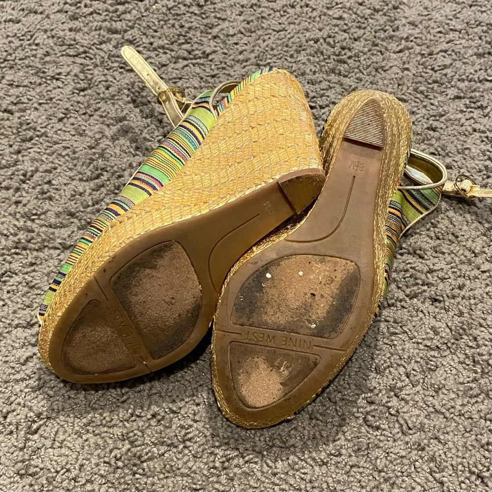 Nine West multi color striped wedges